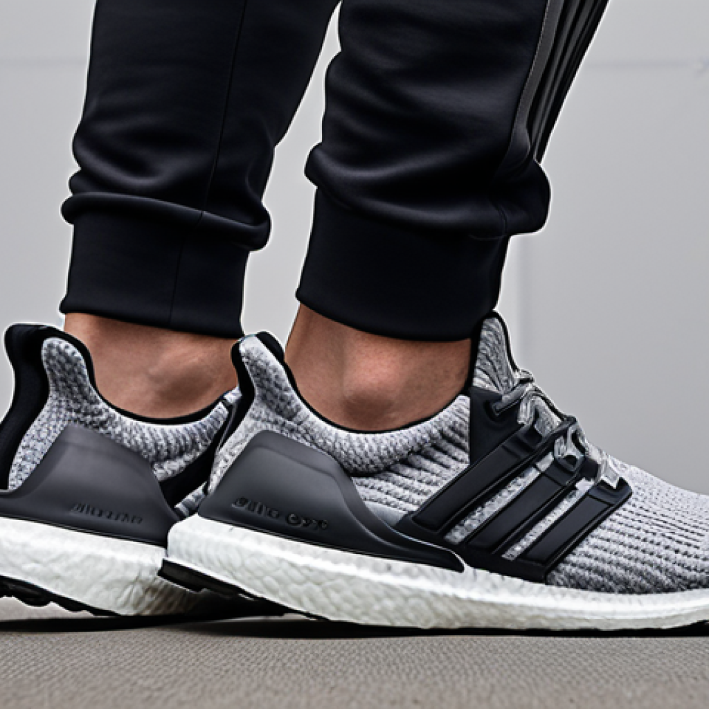 **

Prompt: "Tech Fleece pants paired with Adidas Ultraboost sneakers. Focus on comfort and a relaxed everyday style. Consider neutral colors like black, white, or grey. Emphasize the Ultraboost's cushioning. Casual setting."

**